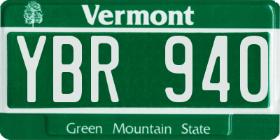 VT license plate YBR940