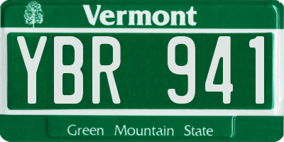 VT license plate YBR941