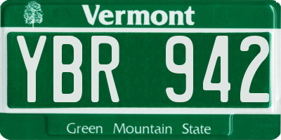 VT license plate YBR942