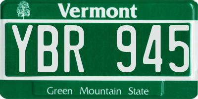 VT license plate YBR945