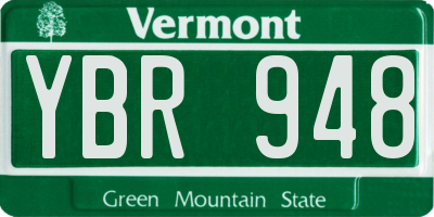 VT license plate YBR948