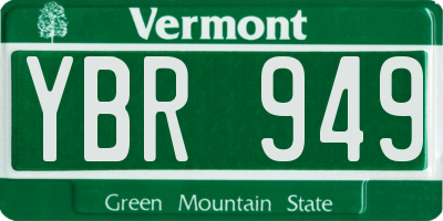 VT license plate YBR949