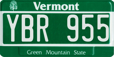 VT license plate YBR955