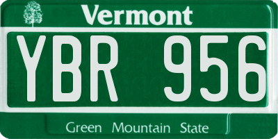VT license plate YBR956