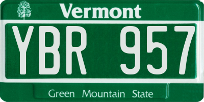 VT license plate YBR957