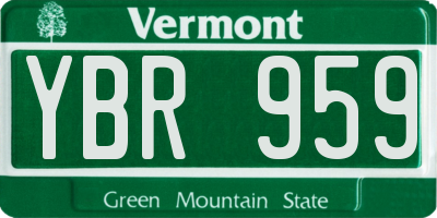 VT license plate YBR959