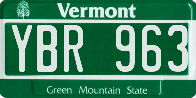 VT license plate YBR963
