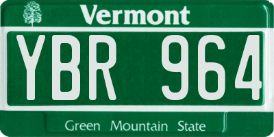 VT license plate YBR964