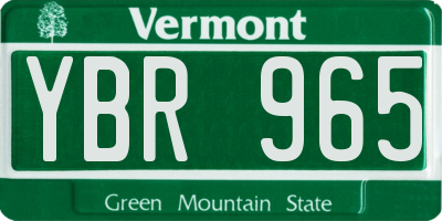 VT license plate YBR965