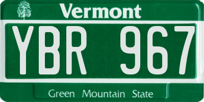 VT license plate YBR967