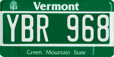VT license plate YBR968
