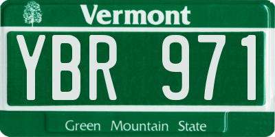 VT license plate YBR971
