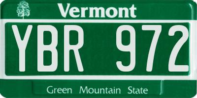 VT license plate YBR972