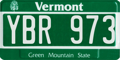 VT license plate YBR973