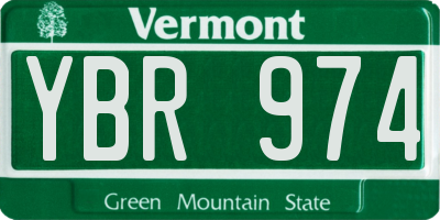 VT license plate YBR974