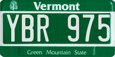 VT license plate YBR975