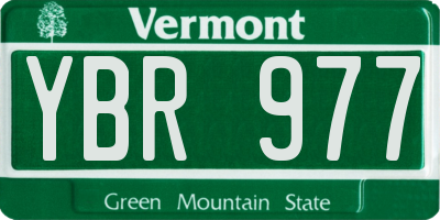 VT license plate YBR977