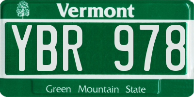 VT license plate YBR978