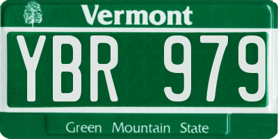 VT license plate YBR979