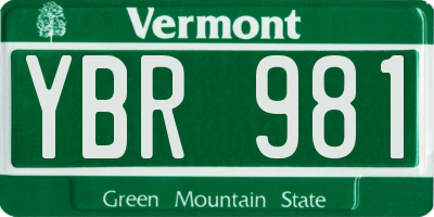 VT license plate YBR981
