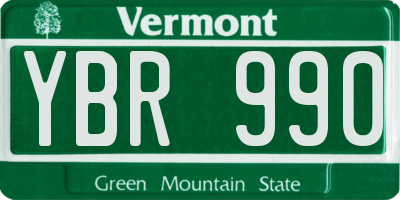 VT license plate YBR990