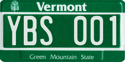 VT license plate YBS001