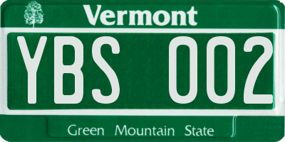 VT license plate YBS002