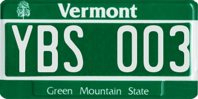 VT license plate YBS003