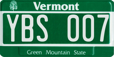 VT license plate YBS007