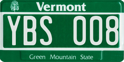 VT license plate YBS008