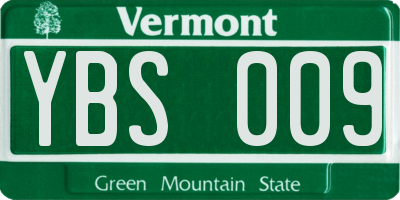 VT license plate YBS009