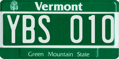 VT license plate YBS010
