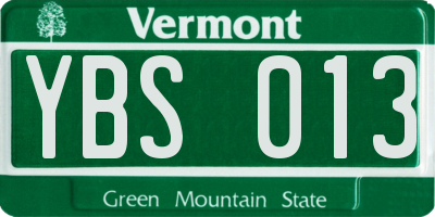 VT license plate YBS013