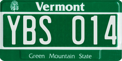 VT license plate YBS014