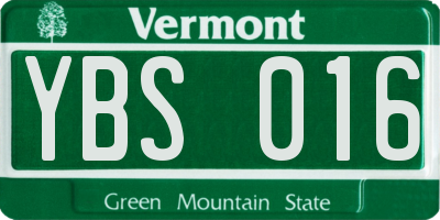 VT license plate YBS016