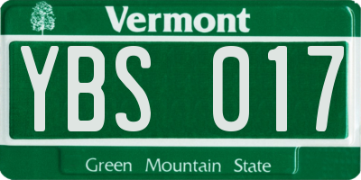 VT license plate YBS017