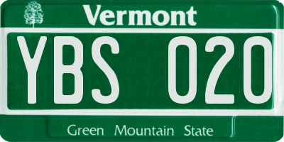 VT license plate YBS020