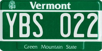 VT license plate YBS022
