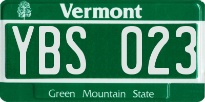 VT license plate YBS023