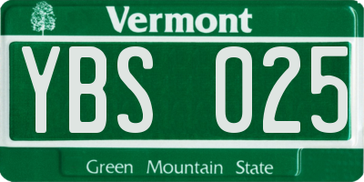 VT license plate YBS025