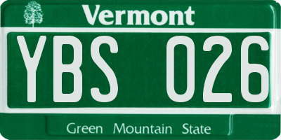 VT license plate YBS026