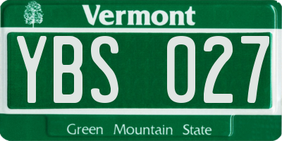 VT license plate YBS027