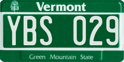 VT license plate YBS029