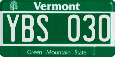VT license plate YBS030