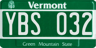 VT license plate YBS032