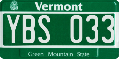 VT license plate YBS033