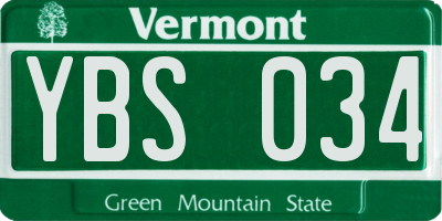 VT license plate YBS034