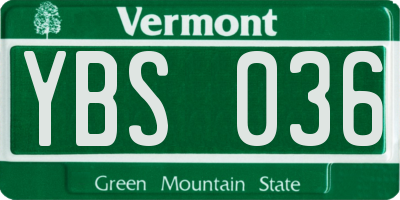 VT license plate YBS036