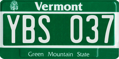 VT license plate YBS037