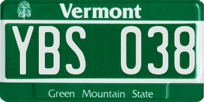 VT license plate YBS038